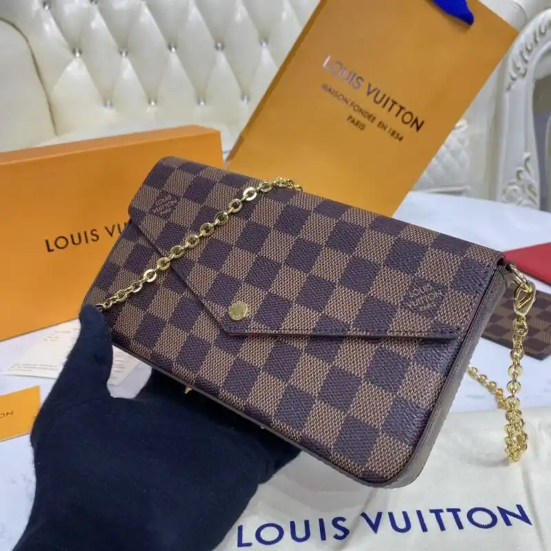 Discover the elegance of the Louis Vuitton Félicie Pochette in a charming brown grid. A perfect companion for your stylish moments! 🌟💖👜 https://tinyurl.com/24zlwmx6