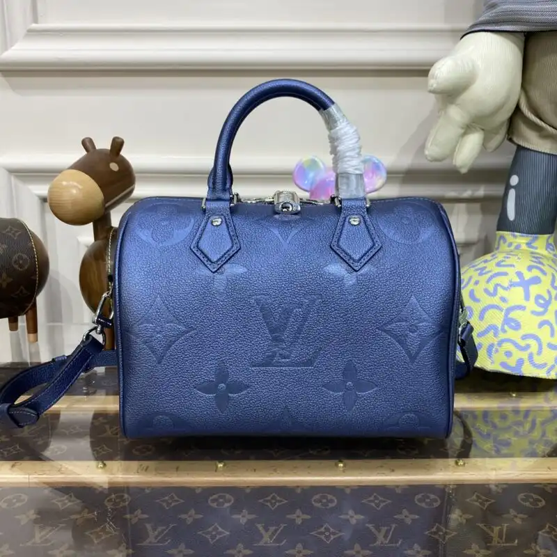 Discover elegance with the Louis Vuitton Speedy Bandouliere 25 in dark blue. A timeless companion for your stylish adventures! 💙✨👜 https://tinyurl.com/2az2zs6l