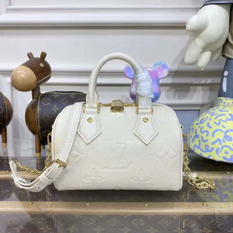 Discover the elegance of the Louis Vuitton Speedy Bandouliere 20 in white. A timeless accessory to elevate your style effortlessly. ✨👜💖 https://tinyurl.com/2454y56e