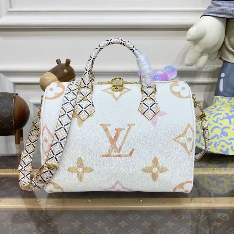 Introducing the Louis Vuitton Speedy Bandouliere 25 in charming apricot! 🌸 A delightful blend of elegance and practicality for your everyday adventures. 👜✨ https://tinyurl.com/226plpj5
