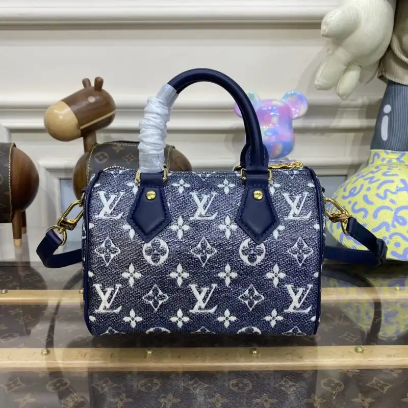 Discover the Louis Vuitton Speedy Bandouliere in beautiful blue denim. A perfect blend of elegance and practicality for your everyday moments! 💙✨👜 https://tinyurl.com/243f59fk