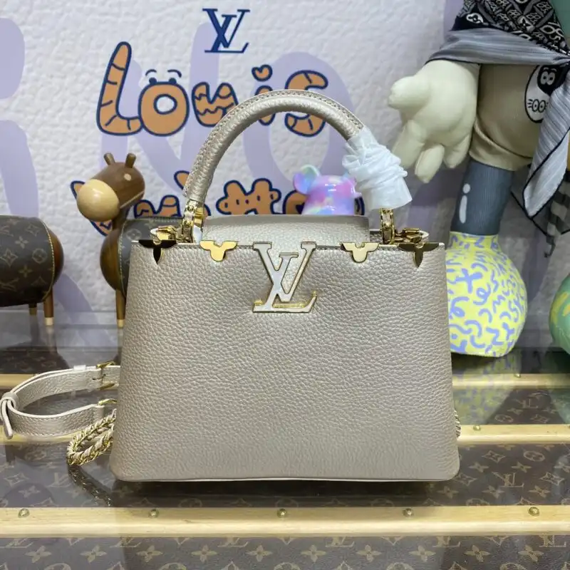 Experience timeless elegance with the Louis Vuitton Capucines in Golden Grey. Perfectly crafted for your style. ✨💖👜 Enjoy every moment! https://tinyurl.com/2bxe3qrm