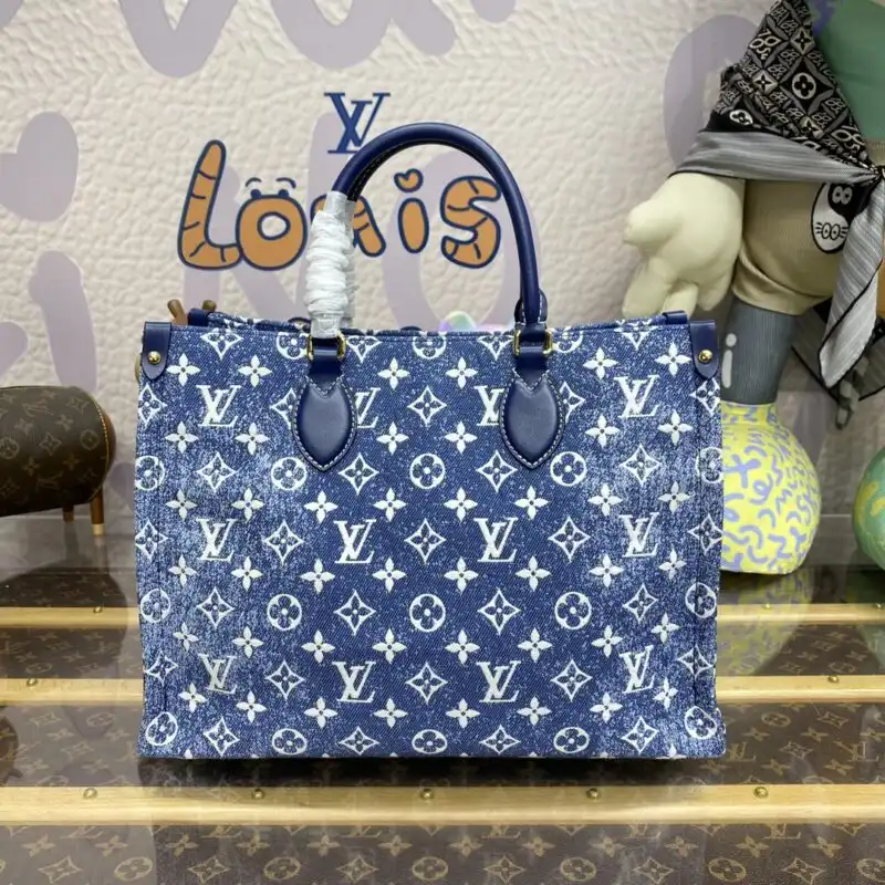 Discover the elegance of the LV OnTheGo Blue Denim bag. Perfect for any occasion, it embodies style and grace. 🌟💖👜 https://tinyurl.com/28hx653x