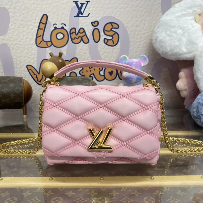 Discover the elegance of the Louis Vuitton Go-14 in soft pink. A beautiful blend of style and sophistication awaits you. 💖✨ https://tinyurl.com/2xuovvxj