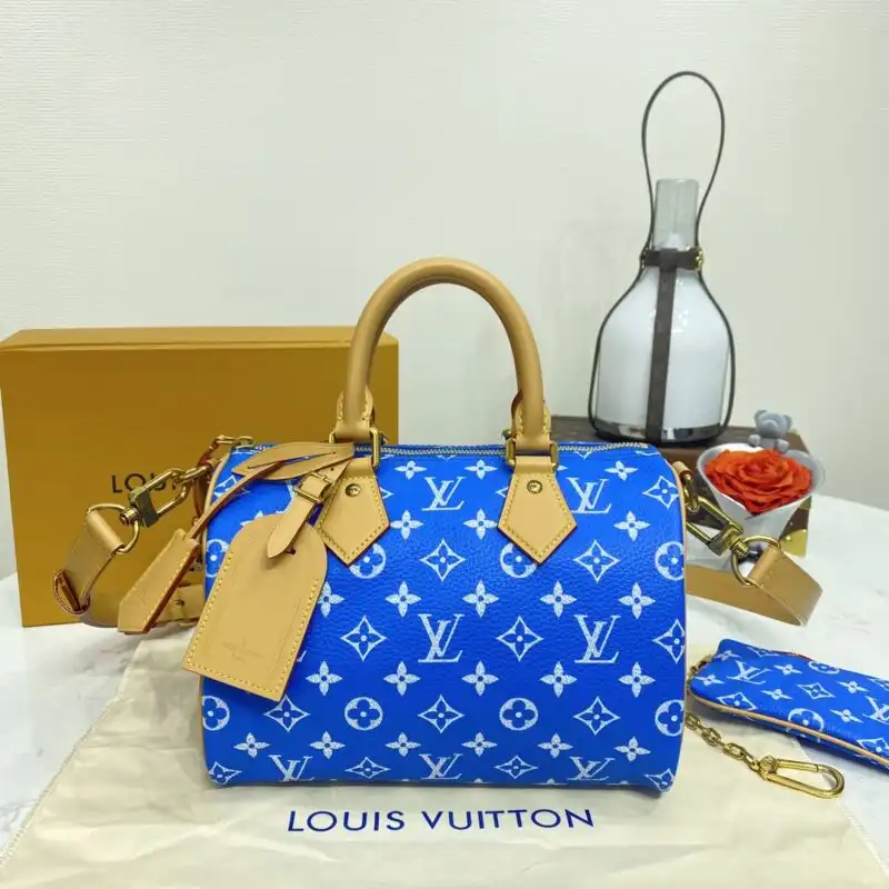 Discover the elegance of the Louis Vuitton Speedy P9 Bandouliere 25 in serene blue. Perfect for your gentle adventures! 💙✨👜 https://tinyurl.com/2yewgrve