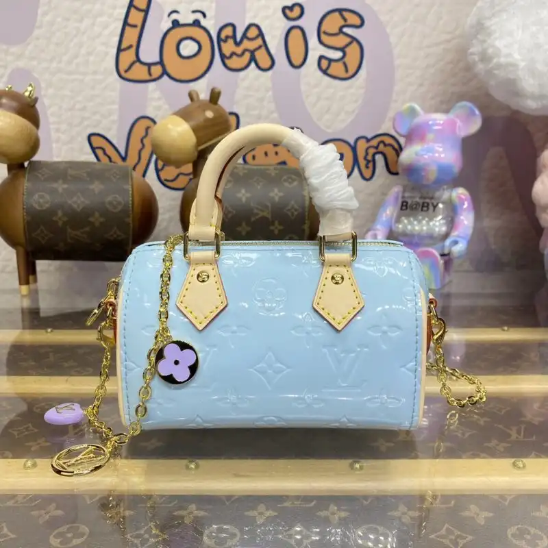 Introducing the Louis Vuitton Speedy Nano in Blue Patent 🌟—a charming blend of elegance and playfulness, perfect for any occasion. 💖✨ https://tinyurl.com/25u7b6ln