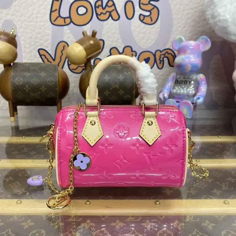 Introducing the Louis Vuitton Speedy Nano in delightful pink patent! 🌸 A charming companion for your everyday adventures. 💖✨ Elegant and playful! https://tinyurl.com/2xskmkcy