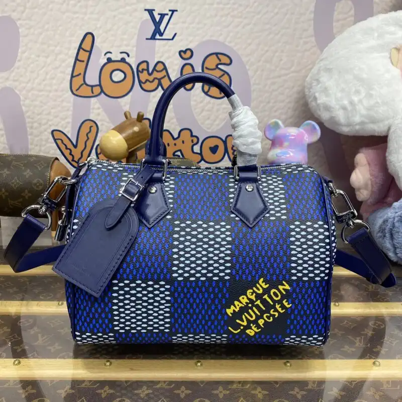 Discover the elegance of the Louis Vuitton Speedy Bandouliere 25 in Blue Grid. A perfect blend of style and charm! 💙✨👜 https://tinyurl.com/2ahke5t8