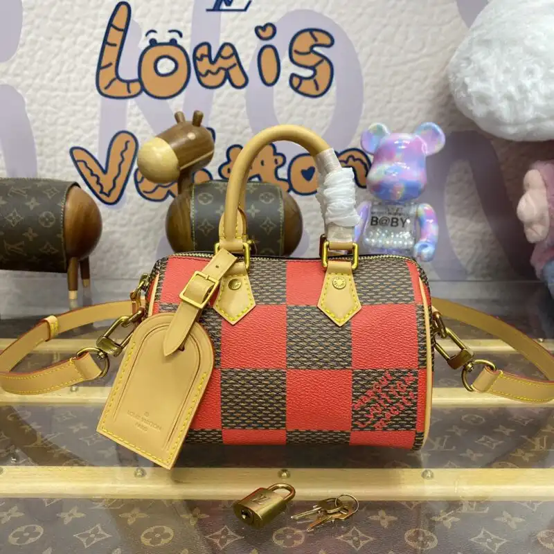 Discover the charm of the Louis Vuitton Speedy 18 in radiant red grid. A perfect companion for your stylish adventures! ❤️✨👜 https://tinyurl.com/29mla8cl