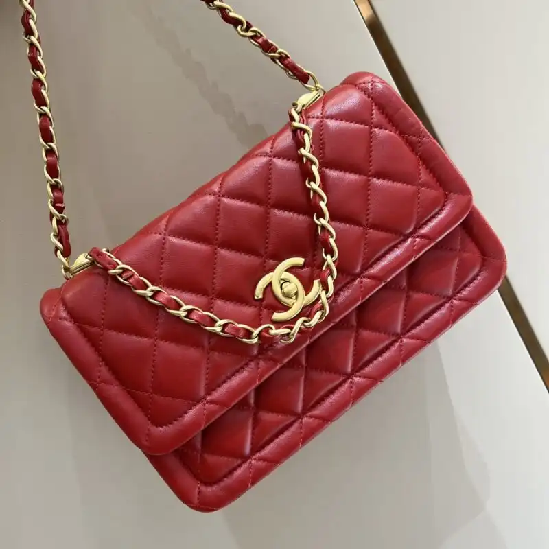 Elevate your style with the CHANEL Tofu Bag in radiant red. A perfect blend of elegance and charm awaits you! ❤️✨👜 https://tinyurl.com/2dhf9cw5