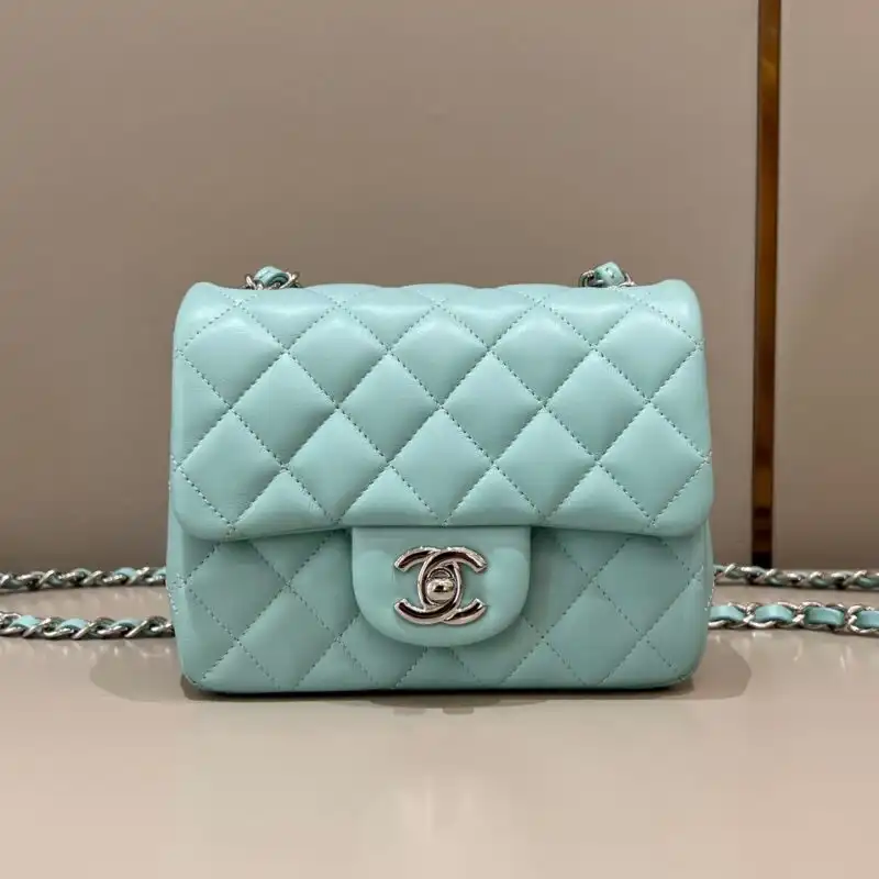 Discover the elegance of the CHANEL Classic Flap 17cm in Tiffany. A timeless piece to cherish forever. 💖✨👜 https://tinyurl.com/25qg6t6f