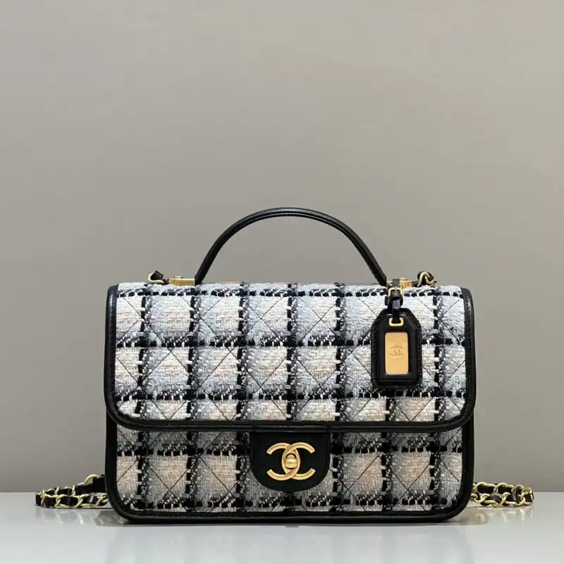 Discover the elegance of the CHANEL 22K Postman Woolen Tofu Bag 🌼✨ A perfect blend of style and warmth for your journey. 👜💕 https://tinyurl.com/29yxbxzx