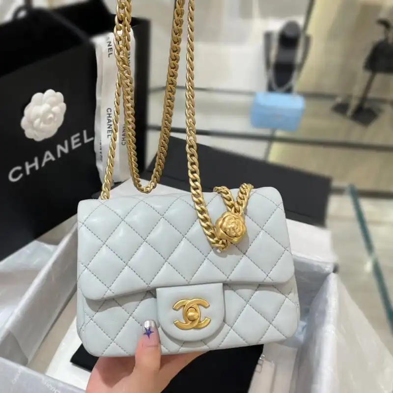 Discover the elegance of the CHANEL 23S Camellia Square in light blue. A timeless piece, perfect for adding a touch of grace. 💙🌸✨ https://tinyurl.com/2bzrgn62
