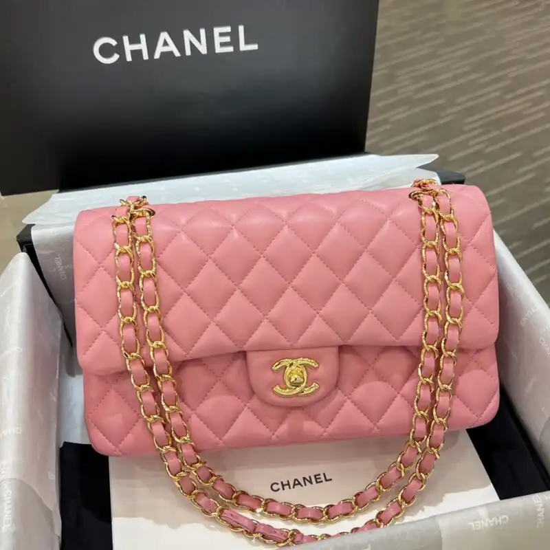 Discover the timeless elegance of the CHANEL Classic Flap 25cm in soft pink. A perfect blend of grace and sophistication. 🌸✨💖 https://tinyurl.com/232yjjk7