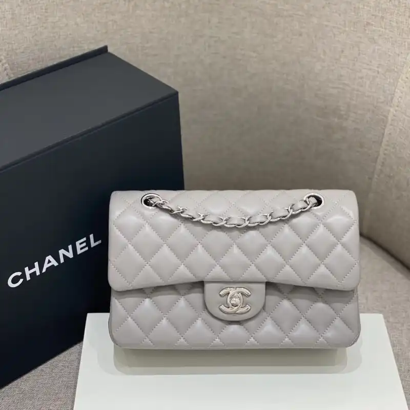 Discover the elegance of the CHANEL Classic Flap 23cm in Dove Grey. A timeless piece that whispers sophistication and grace. 🌸✨👜 https://tinyurl.com/2cnhqtaz