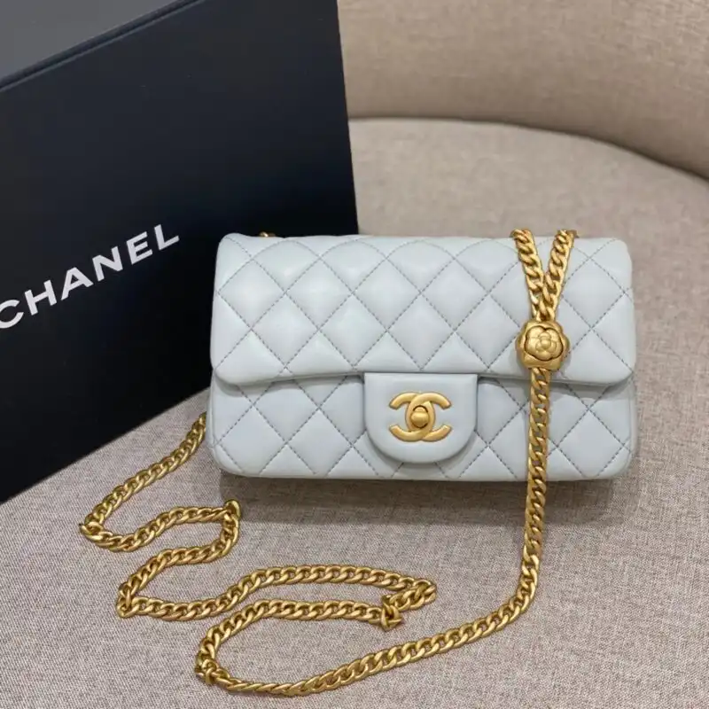 Discover the elegance of the CHANEL Camellia Flap in light blue 🌸✨ Perfect for brightening your day and elevating your style! 💖💼 https://tinyurl.com/2crteb9y