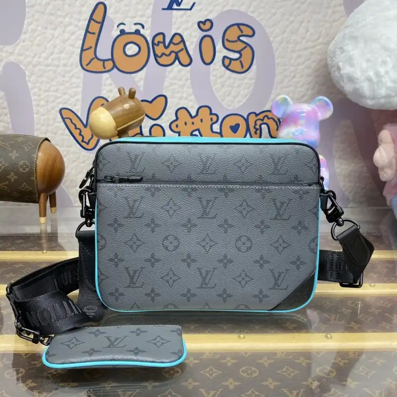 Discover the elegance of the Louis Vuitton Trio Messenger in Grey & Tiffany. A perfect blend of style and charm! 🌟💖✨ https://tinyurl.com/238gvtwg