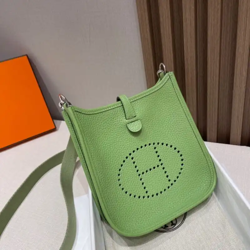 Discover the elegance of the Hermes Evelyne II TPM in soothing light green. 🌿 A perfect blend of style and grace. 💚✨ https://tinyurl.com/22ukrdkn