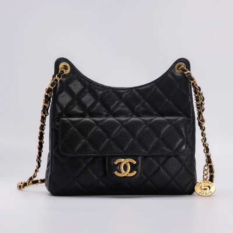 Elevate your style with the CHANEL Hobo Medium in timeless black. A perfect blend of elegance and comfort. 🖤✨🥰 https://tinyurl.com/23f9txql