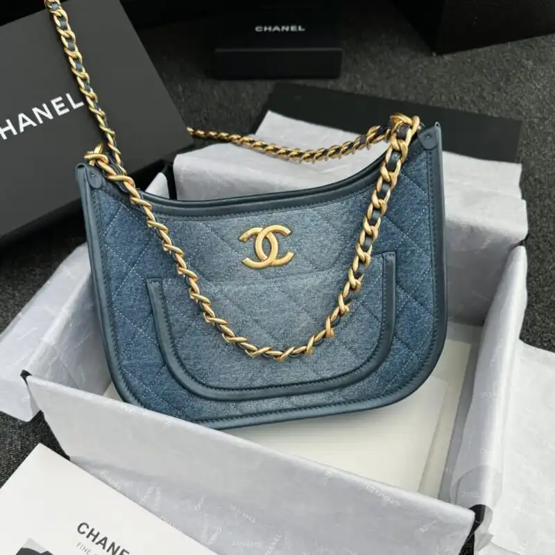 Discover the charm of the CHANEL 23c Hobo Small Denim, where elegance meets casual comfort. 🌼💖 Perfect for everyday adventures! 🌟✨ https://tinyurl.com/258pau8h