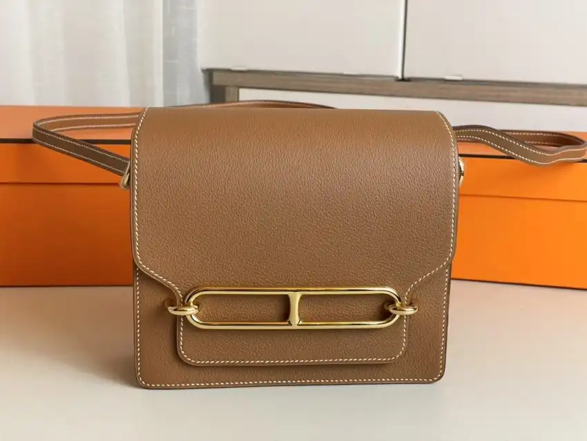 Discover the elegance of the Hermes Sac Roulis in rich brown. A timeless piece that beautifully complements every outfit. 🍂✨👜 https://tinyurl.com/2xtd2qje