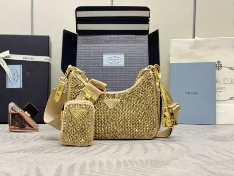 Introducing the exquisite Prada Re-Edition 2005, a touch of elegance and luxury. ✨ Embrace timeless style with a heart of gold. 💖✨ https://tinyurl.com/2y7q4hjt