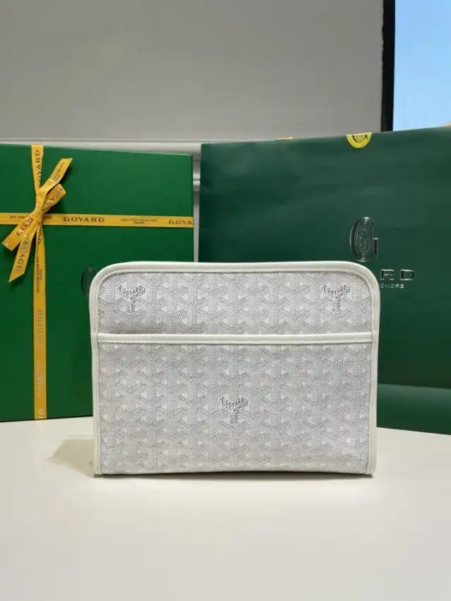 Elevate your self-care routine with the Goyard Jouvence Toiletry Bag in white. A touch of elegance for your essentials! ✨👜🌼 https://tinyurl.com/2byrrk6b