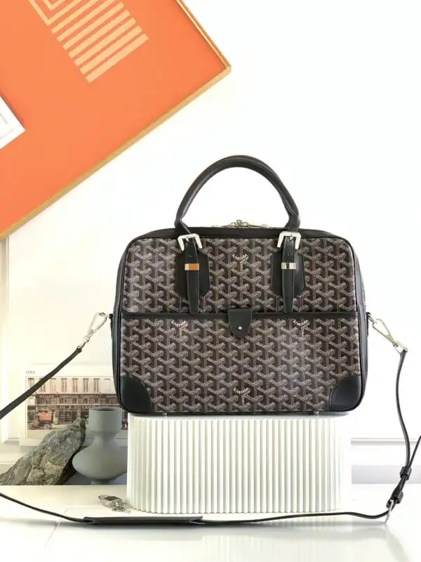 Discover the timeless elegance of the Goyard Ambassade Briefcase in dark brown. Perfect for the sophisticated traveler. 🌟👜✨ https://tinyurl.com/26h8g5xj