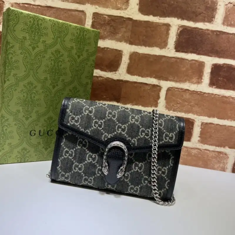 Elevate your style with the Gucci Dionysus GG Chain Wallet in Denim Black. A perfect blend of elegance and charm! 💖✨👜 https://tinyurl.com/2b3z6fa8