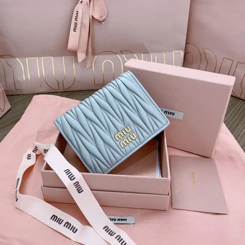 Discover the Miu Miu Pocket Wallet in a soothing light blue. A perfect blend of elegance and practicality for your daily essentials. 💙✨ https://tinyurl.com/29fevthk