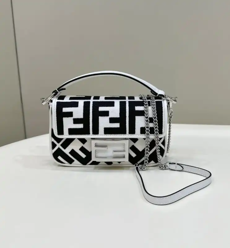 Discover the elegance of the Fendi Baguette Small in soft white. A timeless piece to brighten your collection! ✨👜💕 https://tinyurl.com/289vgluk
