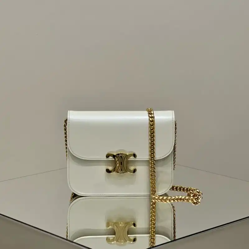 Discover the elegance of the Celine Teen Triomphe Bag in white. A timeless piece for your collection, perfect for any occasion! ✨👜💖 https://tinyurl.com/24gru3tq