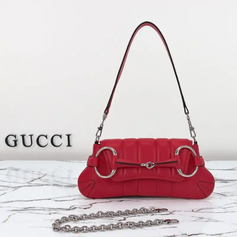 Elevate your style with the enchanting Gucci Horsebit Chain Shoulder Bag in red. A timeless piece to complement your elegance. ❤️✨👜 https://tinyurl.com/2bt3o8ry