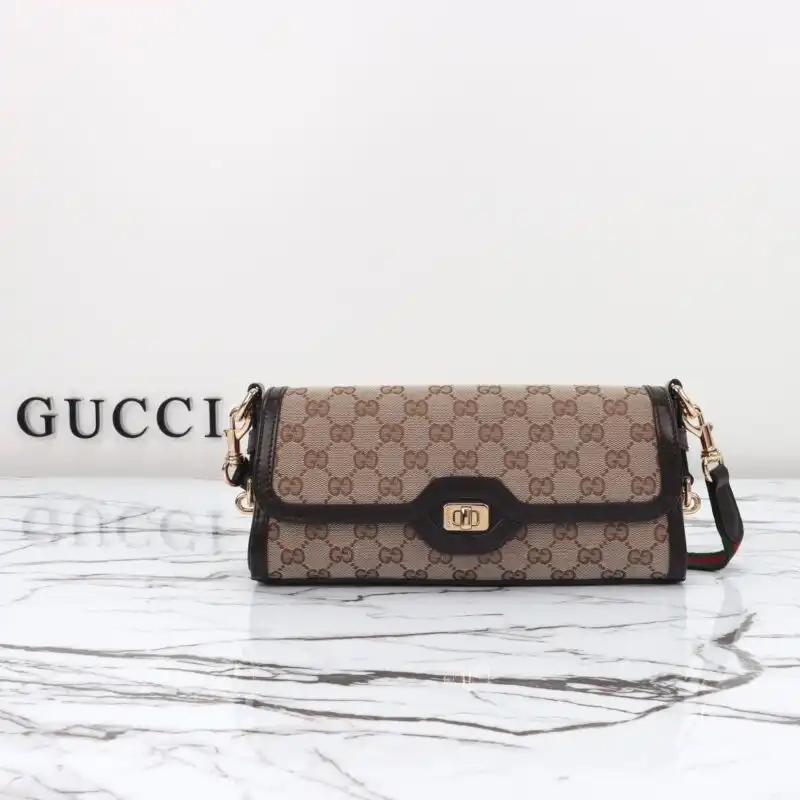 Discover elegance with the Gucci Luce Shoulder Bag in beige. A timeless accessory that complements your style beautifully! ✨👜❤️ https://tinyurl.com/25rfow8o