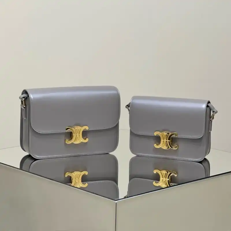 Embrace elegance with the Celine Triomphe Mini in soft grey. A timeless accessory that enhances your style with grace. 💖✨👜 https://tinyurl.com/27mtr693