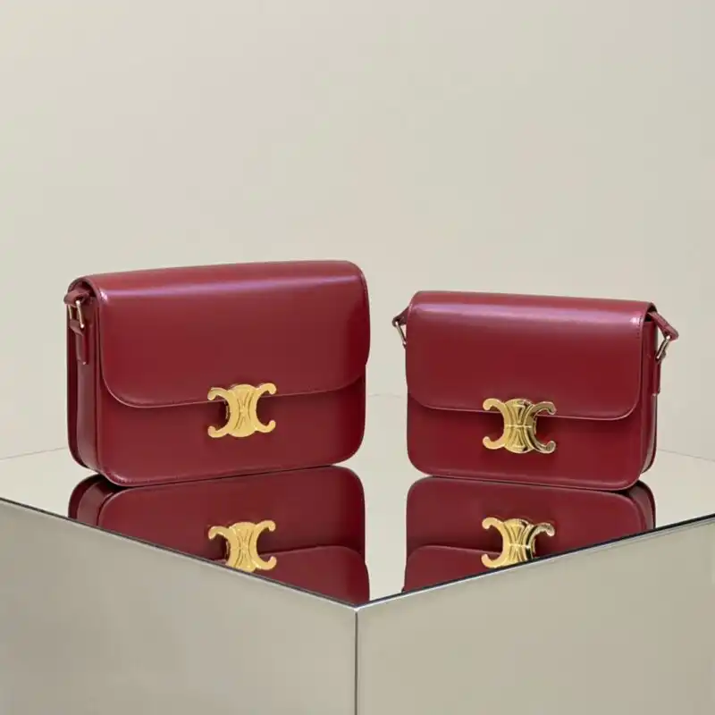 Discover the elegance of the Celine Triomphe Mini Bordeaux. A beautiful blend of style and sophistication awaits you! 🍷✨💕 https://tinyurl.com/22strkch
