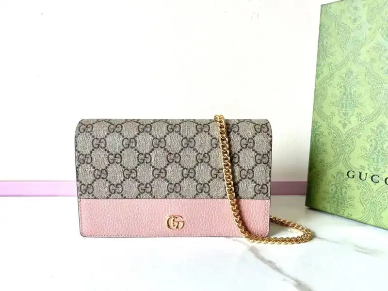 Elevate your style with the exquisite Gucci GG Marmont Chain Bag in soft pink. A timeless accessory that radiates elegance. 💖✨👜 https://tinyurl.com/2648oto8