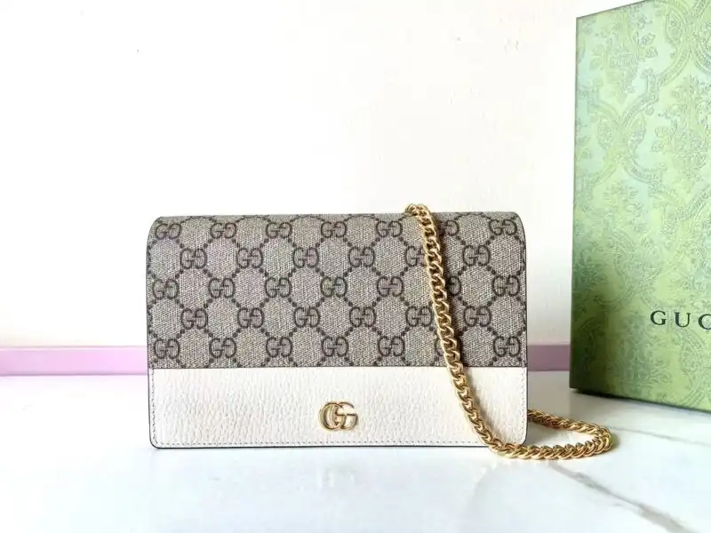 Elevate your style with the elegant Gucci GG Marmont Chain Bag in white. A timeless accessory for any occasion! ✨💖👜 https://tinyurl.com/2akv3j7d