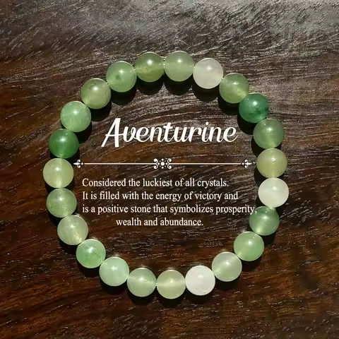 1pc/Natural Stone Green Aventurine Beaded Bracelet for Men Women Positive Stone Symbolizing Prosperity, Wealth and Abundance Per https://tinyurl.com/24jmg78r