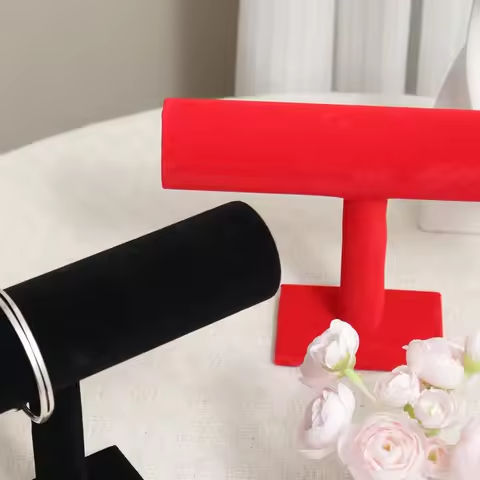 1pc Suede desktop counter jewelry display rack, vertical storage rack for household bracelets and necklaces, high-end, simple https://tinyurl.com/25hfk6ua