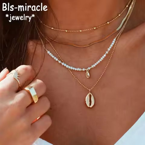 Boho Fashion Pendant Necklaces For Women Vintage Gold Color Faux Pearl Snake Chain Shell Necklace Multilayer Female Jewelry Gift https://tinyurl.com/27l5jbv9