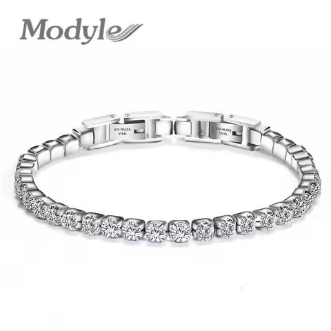 Modyle 316L Stainless Steel Sparkly Cubic Zircon Tennis Link Bracelets For Men and Women Gifts https://tinyurl.com/2588x8wa