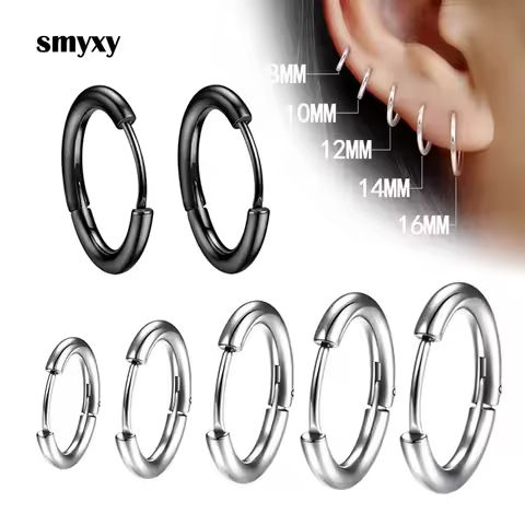 1 pair Women/Man Stainless Steel Small Hoops Earring Piercing Ear Cartilage Tragus Simple Thin Circle Anti-allergic Ear Buckle https://tinyurl.com/27bskx8t