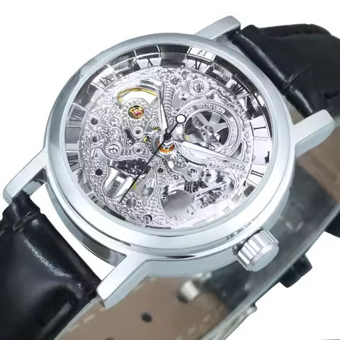 WINNER Silver Skeleton Watch for Women Stylish Ladies Watches Luxury Brand Leather Strap Mechanical Clocks часы женские наручные https://tinyurl.com/2cwazjsg