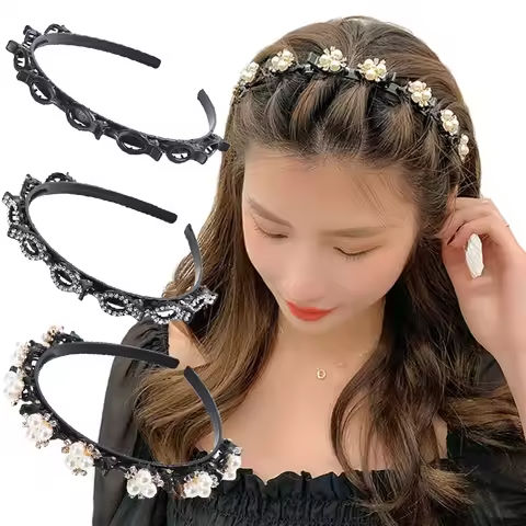 Double Layer Bands Clip Hairbands Fashion Plastic Braided Headband Punk New Knitting Womens Headwear Hair Accessories Pearl https://tinyurl.com/2dekulcp