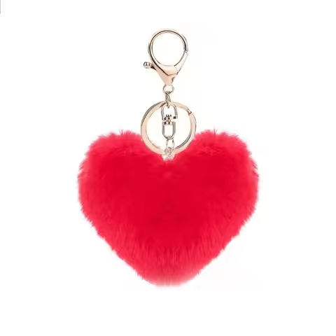 Cute Love Heart Pom Pom Pompon Keychain Loverly Bobbles Fluffy Pompom Key Chain Keyring For Girl Bag Cars Key Pendant https://tinyurl.com/29bt4eco
