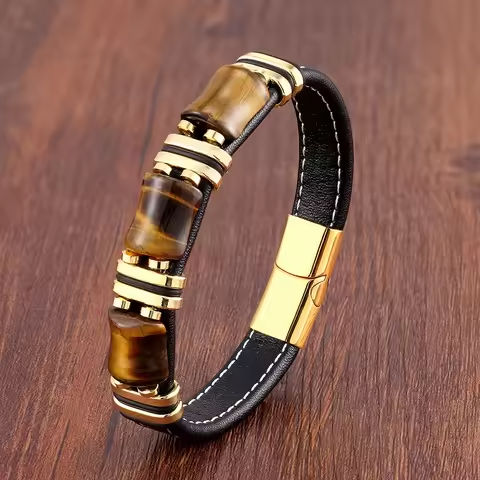 Natural Stone,Tiger Eye Bracelet,Black Leather Rope Chain,Men Bracelet,Stainless Steel Bracelet,Women Fashion Jewelry,Wholesale https://tinyurl.com/28c29bhc