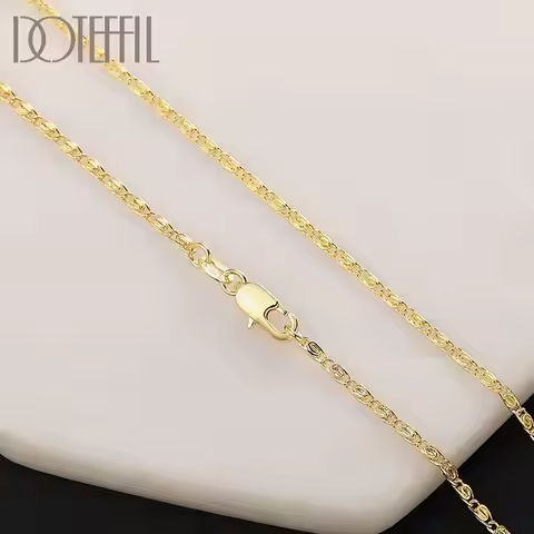 DOTEFFIL 925 Sterling Silver 16/18/20/22/24 Inch Gold 2MM Chain Necklace For Women Man Fashion Wedding Gift Jewelry https://tinyurl.com/23gjgcjz