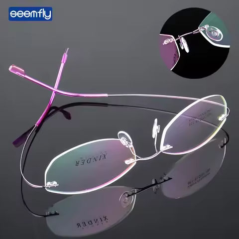 Seemfly Titanium Alloy Glasses Frame Superelastic Rimless Women Metal Ultralight  Frameless Optical Eyeglasses Unisex Eyewear https://tinyurl.com/2267pgon