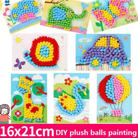 2 Pcs/Set Kids Plush Ball Painting Stickers Creative DIY Handmade Material Educational Toys Children Cartoon Puzzles Crafts Toy https://tinyurl.com/2dbv82cq